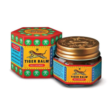 TIGER BALM ( RED AYURVEDIC OINMENT ) [ BENEFITS: PAIN RELIEF, ANTI-INFLAMMATORY, INCREASE BLOOD CIRCULATION, TENSION HEADACHE RELIEF, NATURAL HERBAL INGREDIENTS, QUICK ABSORPTION] – 21ML BOTTLE – GARDENA COSMOTRADE