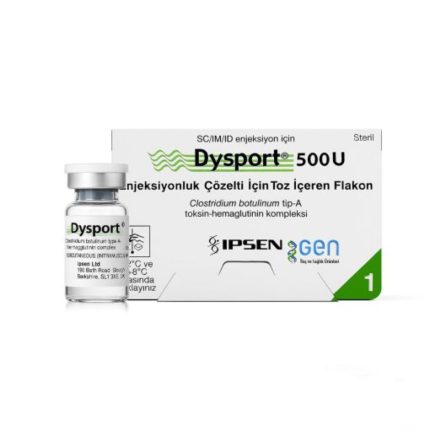 Dysport 500 IU botulinum toxin injection for wrinkle reduction and muscle spasm relief